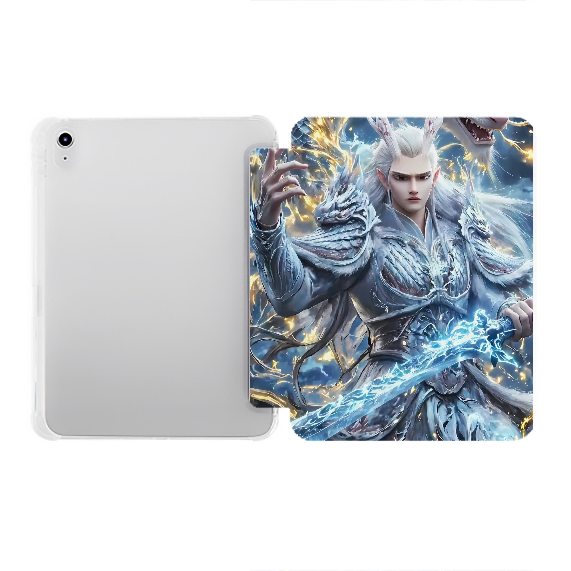 （画像用） Ne Zha 2 ナタ 魔童の大暴れ IPad ケース ペン収納付き 三つ折りスタンド PUレザー×シリコン 対応機種9.5/10.5/10.9インチ
